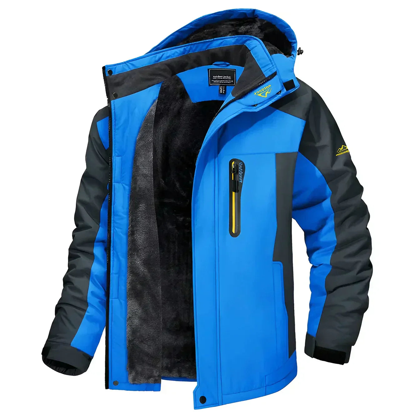 Street-Wave Insulated Hooded Jacket For Men Waterproof Windproof Fleece Lining Cozy All-Weather Protection