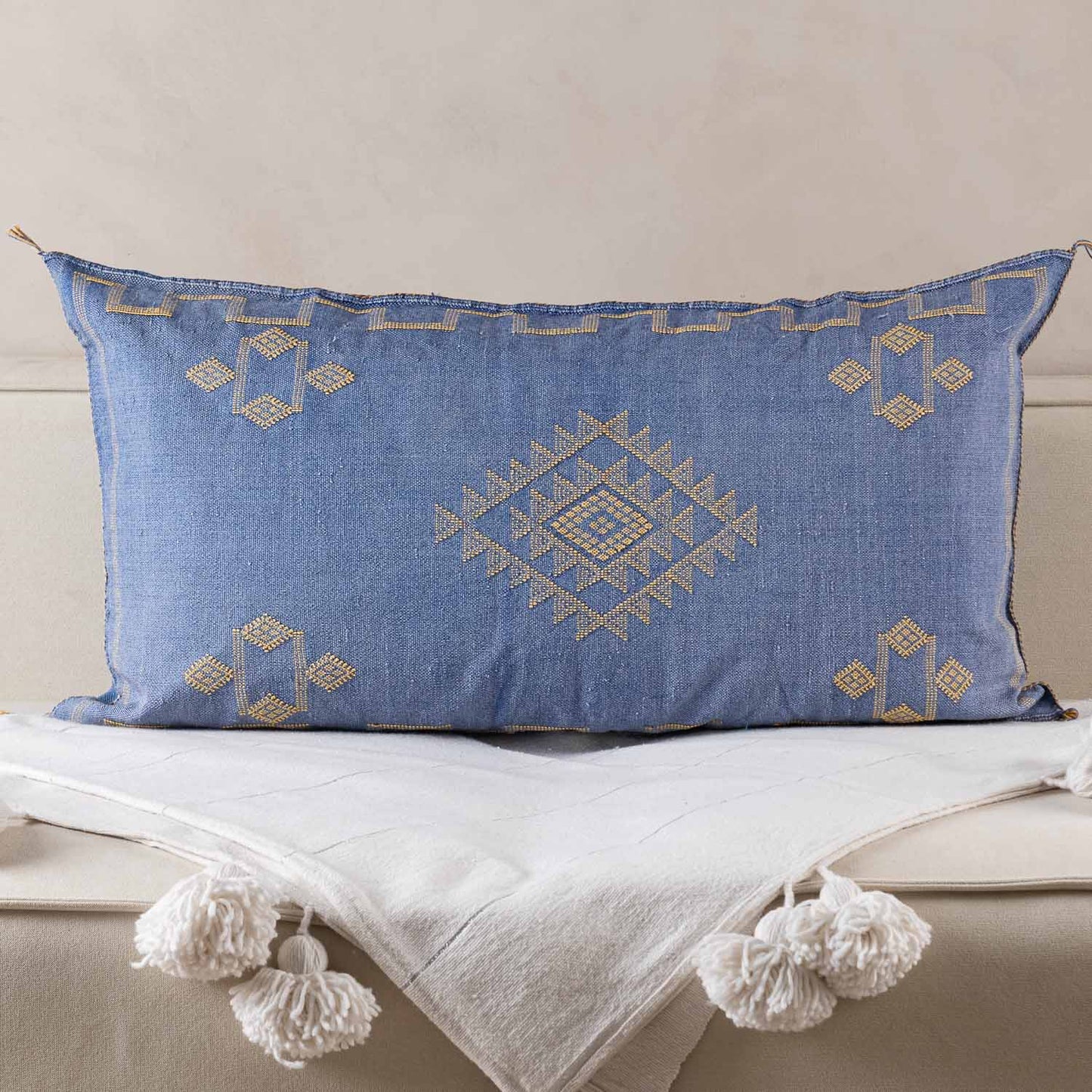 Blue Cactus silk pillow cover - Street-Wave