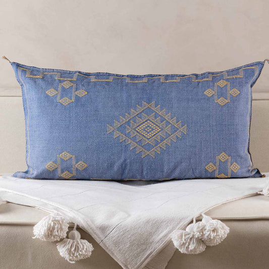 Blue Cactus silk pillow cover - Street-Wave