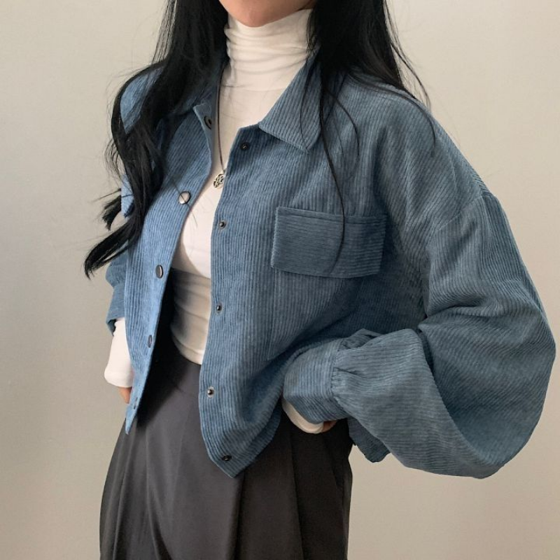 Street-wave Cropped Corduroy Jacket For Women Trendy Versatile Fall Winter Essential