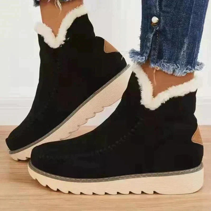 Street-Wave Warm Lined Winter Boots For Women Cozy Durable Suede Ankle Boots With Shearling