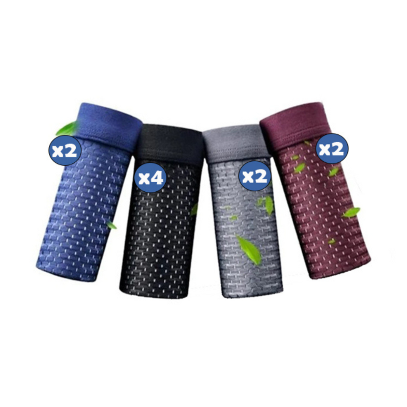 Joshua Fitted Bamboo Boxer Briefs With Geometric Mesh Pattern For Men Thigh Length