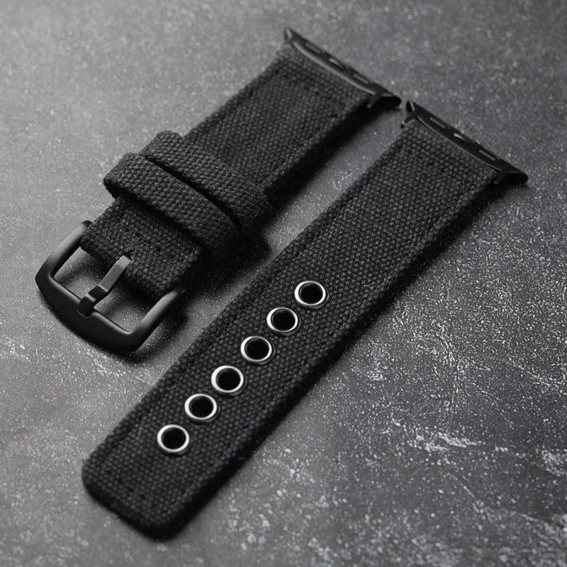Theodore Textured Watch Band For Men With Solid Buckle Closure Durable Nylon Strap