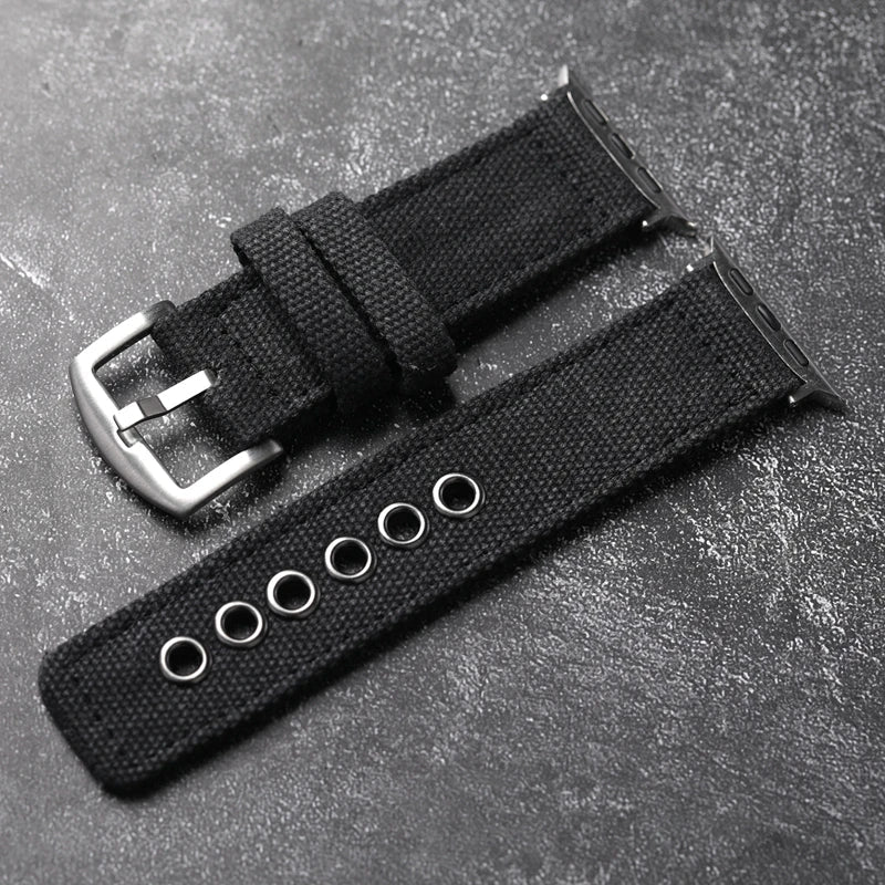 Theodore Textured Watch Band For Men With Solid Buckle Closure Durable Nylon Strap