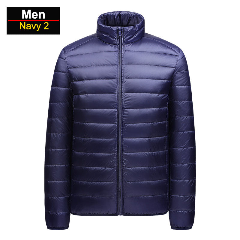 Brandon Men's Ultralight Winter Blue Puffer Jacket by Street-Wave Packable Windproof Warmth