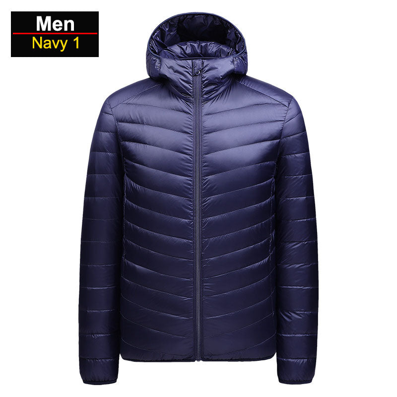 Brandon Men's Ultralight Winter Blue Puffer Jacket by Street-Wave Packable Windproof Warmth