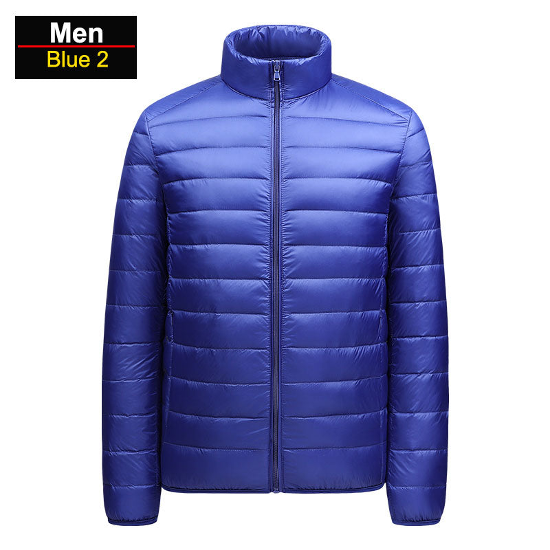 Brandon Men's Ultralight Winter Blue Puffer Jacket by Street-Wave Packable Windproof Warmth