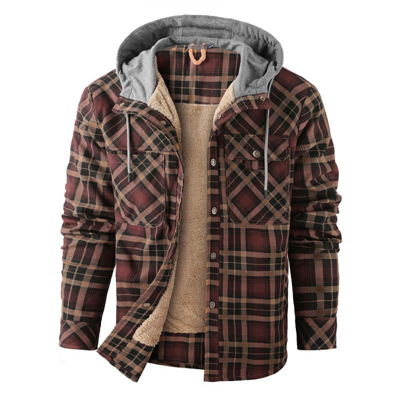 Street-Wave Hooded Plaid Flannel Jacket For Fall Warmth And Urban Everyday Comfort