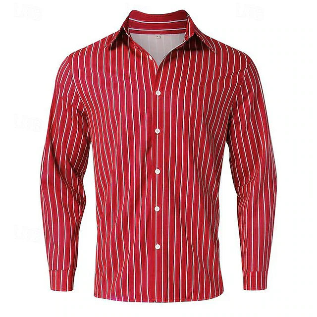 Street Wave Luke Striped Button Up Shirt For Men Cotton Blend Wardrobe Essential