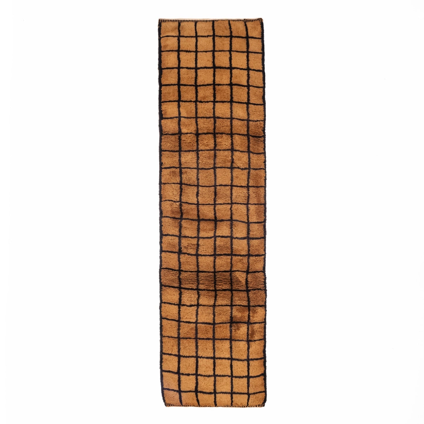 Bronze Grid - Luxury Shag Moroccan Runner Rug - Street-Wave