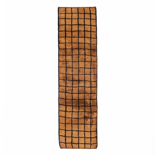 Bronze Grid - Luxury Shag Moroccan Runner Rug - Street-Wave