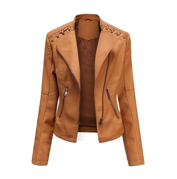 Street-wave Lambskin Leather Jacket For Fall Women Vintage Inspired Office Ready Hidden Zipper