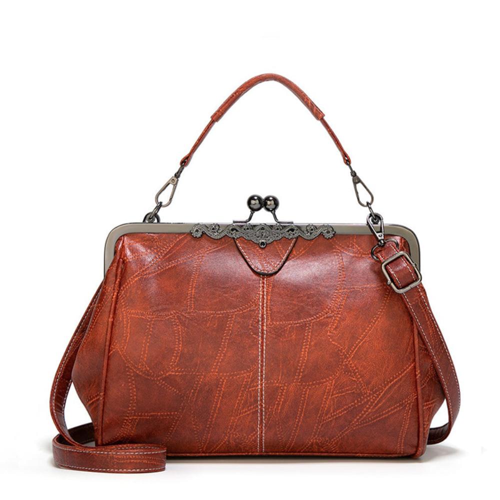 Street-Wave Clasp Handbag Durable Faux Leather Women