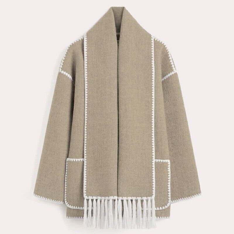 Streetwave Winter Jacket For Women Unique Shawl Collar Coat With White Stitching Cozy Yet Chic