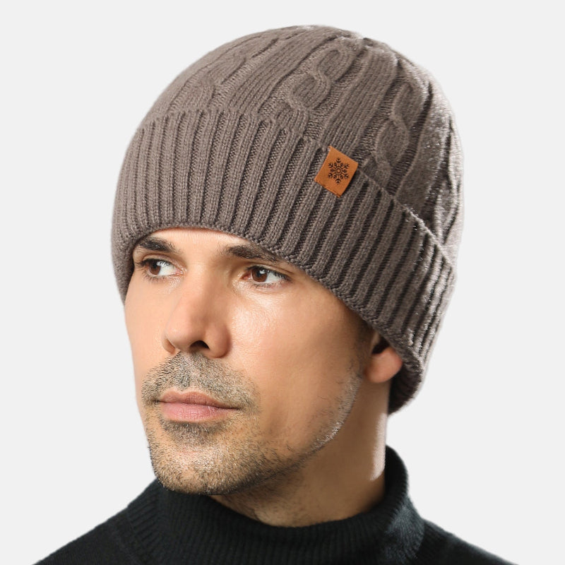 Street-Wave Mens Beanie Hat Thick Knit Warm Ribbed Winter Skullcap Navy