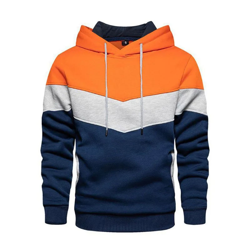 Street Wave Color Block Hoodie For Men Warm Cozy Winter Wear With Bold Mosaic Pattern