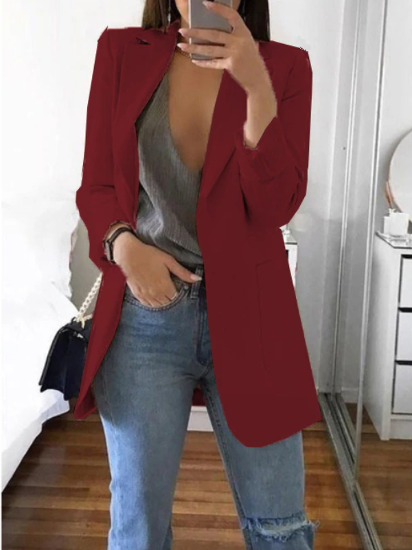 Street-wave Slim-Fit Pink Blazer For Women, Modern Chic Officewear, Tailored Comfort
