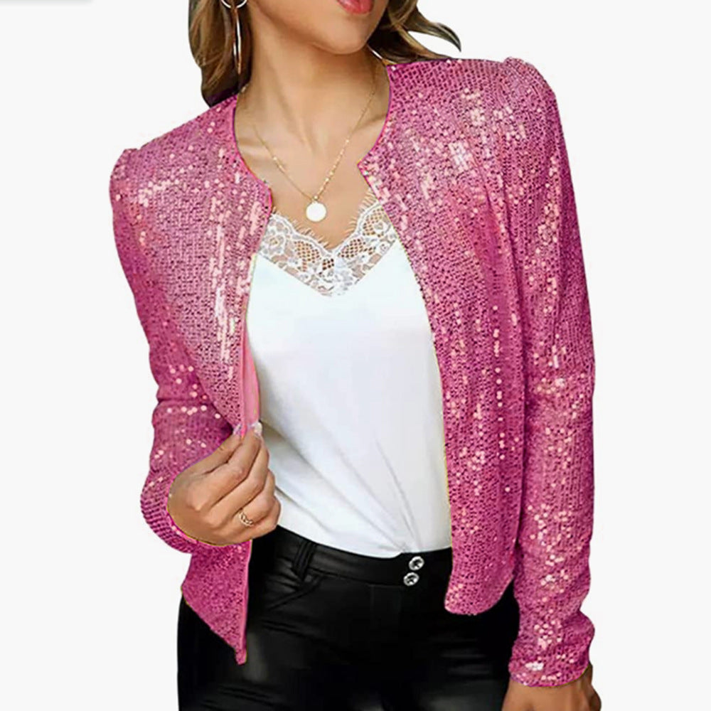 Street-wave Gold Sequin Blazer For Women Glamorous Shine From Office To Date Night
