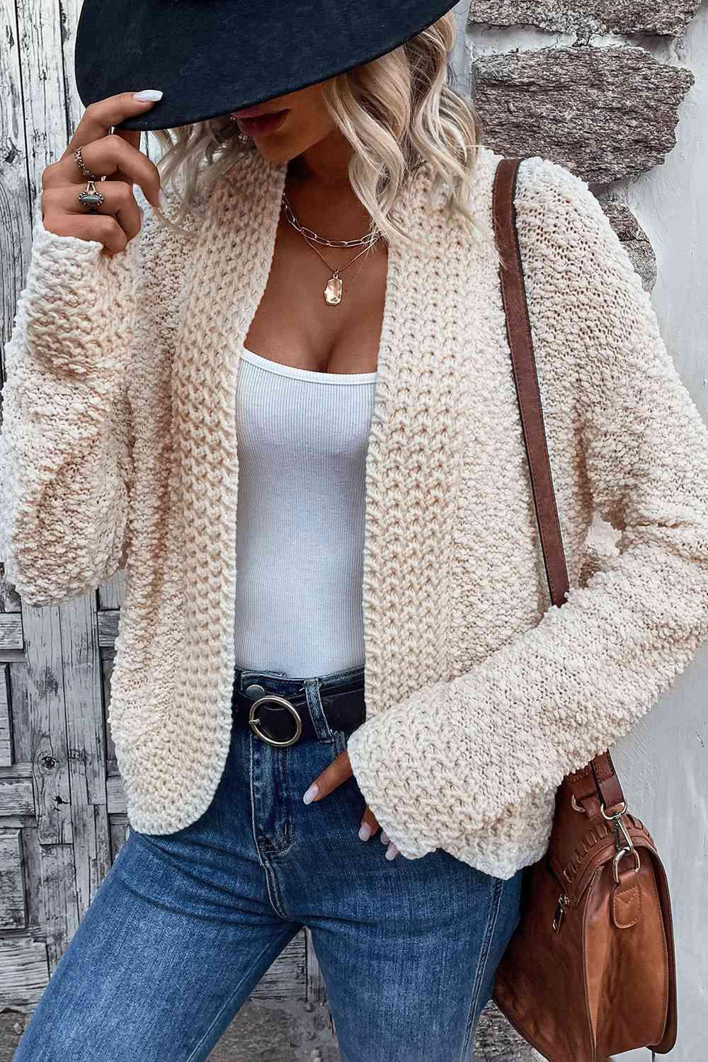 Street-wave Knit Cardigan Cozy Soft Warmth For Women Lightweight Everyday Essential
