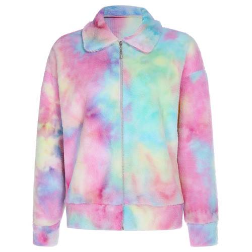 Street-Wave Color-Block Faux Fur Jacket With Zip Front Fold-Over Roll-Neck For Women