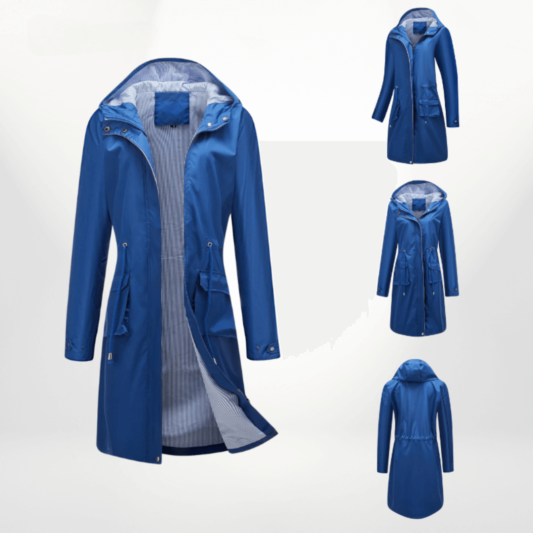 Street Wave Waterproof Knee Length Trench Coat For Women Lightweight Rain Shield