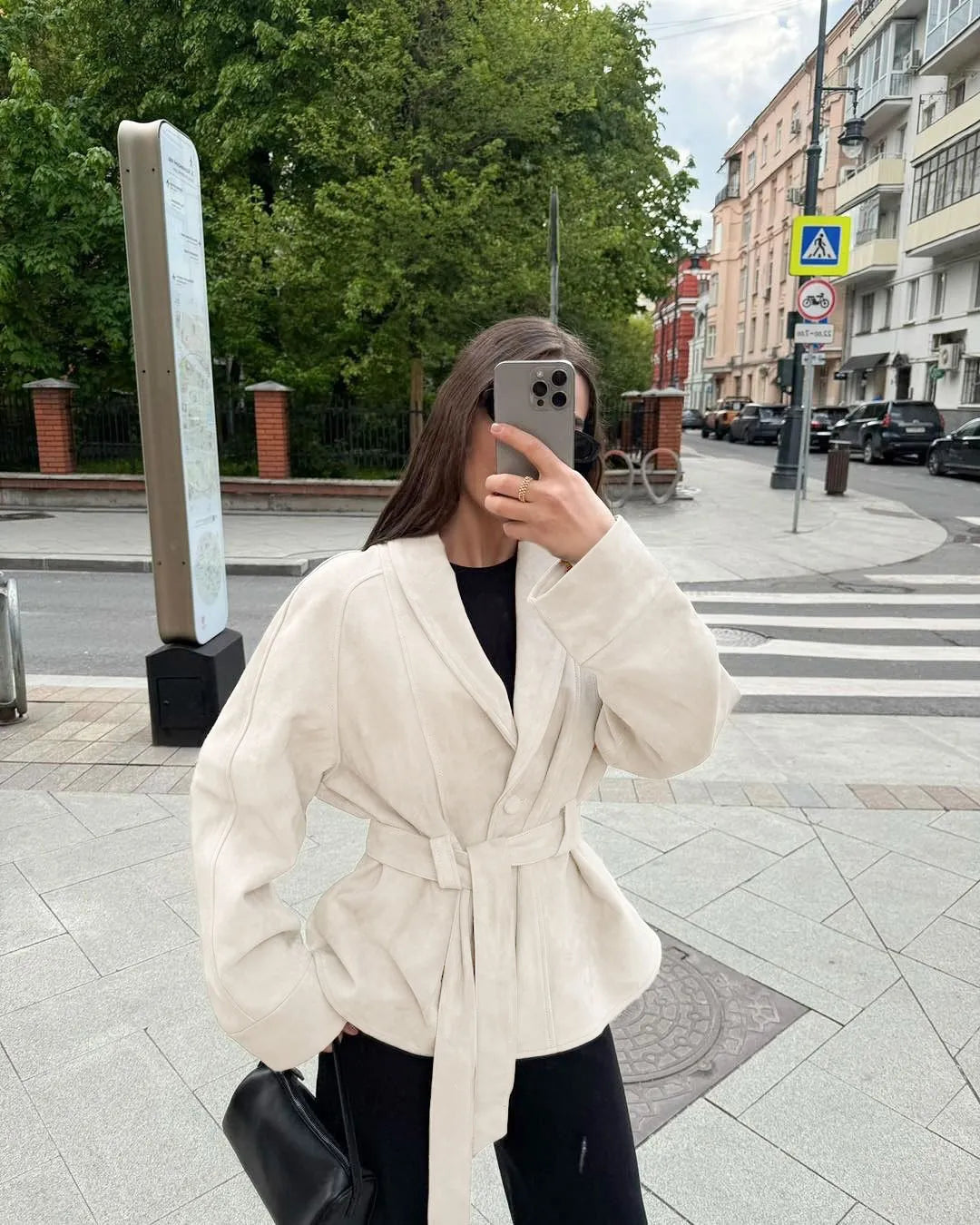 Street-Wave Suede Jacket For Women Timeless Retro Style Belted Long Sleeve Silhouette