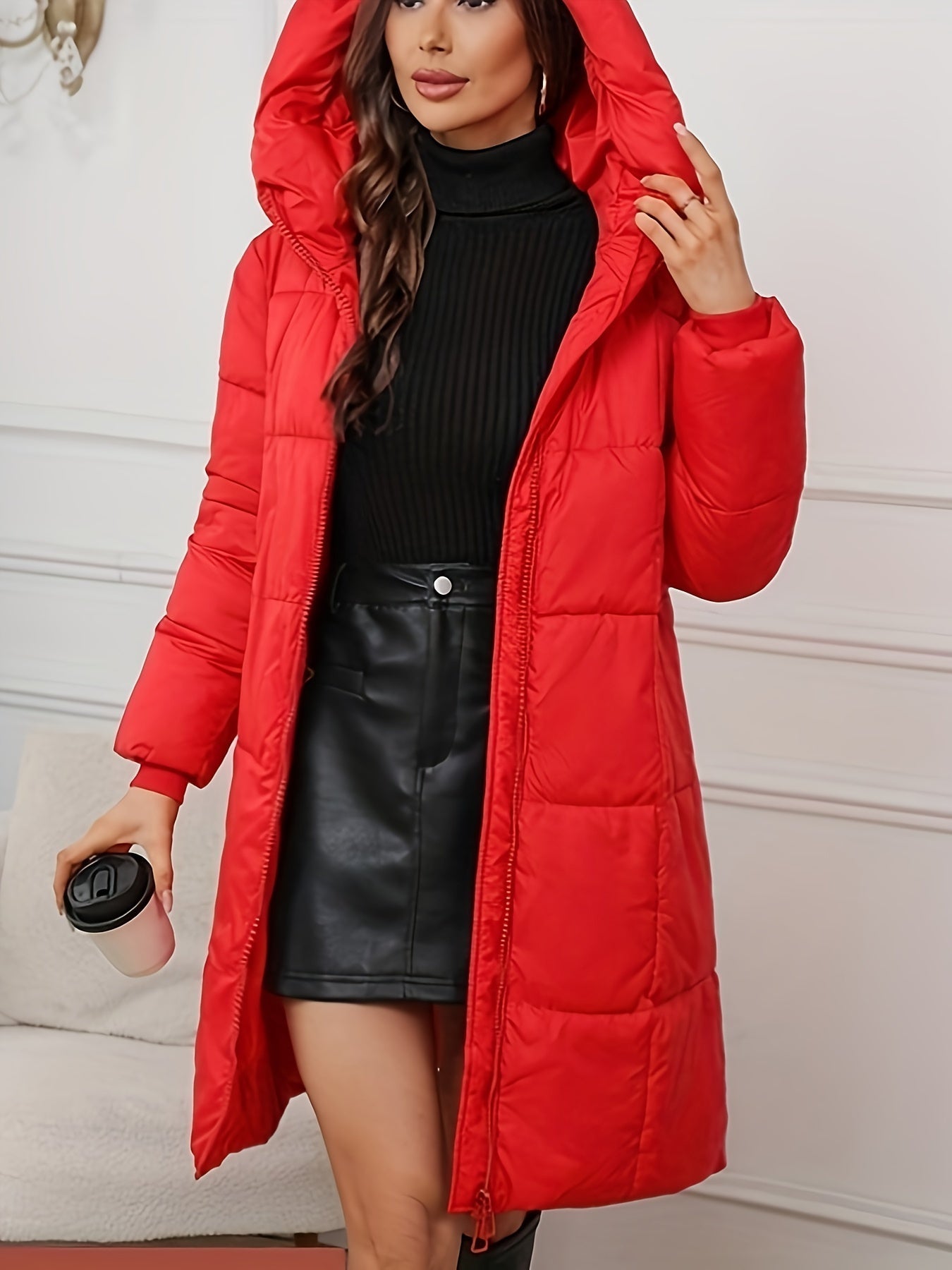Street-Wave Warm Hooded Puffer Coat For Women Cozy Insulated Winter Essential For Fall And Winter