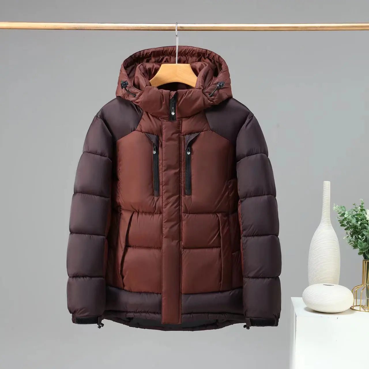 Street-Wave Mens Puffer Winter Coat With Detachable Hood Warm Insulated Durable Fabric