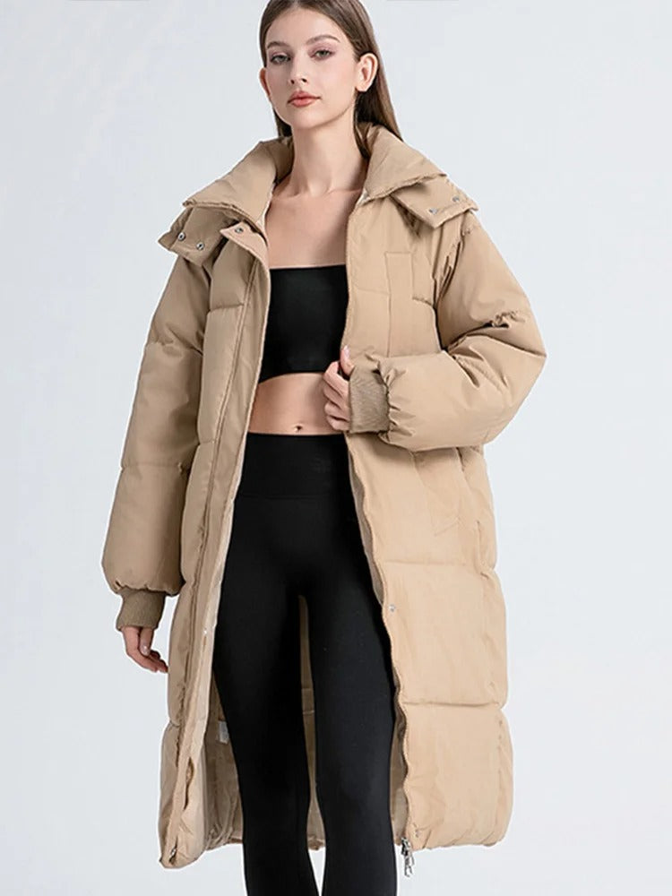 Street-wave Anneliese Down Jacket For Women - Cozy Warmth Thick Insulation Longline Puffer Coat