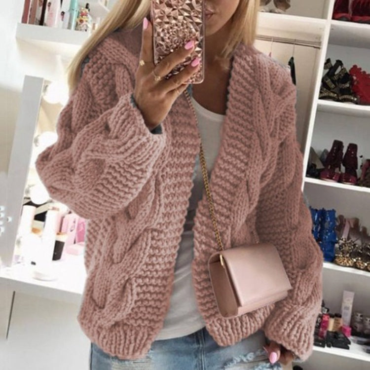 Street-Wave Cozy Chunky Knit Cardigan For Women Oversized Cable Knit Layering Essential Wardrobe Staple