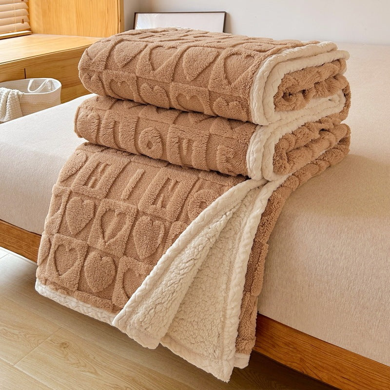 Embossed Sherpa Blanket With Plush Reversible Design