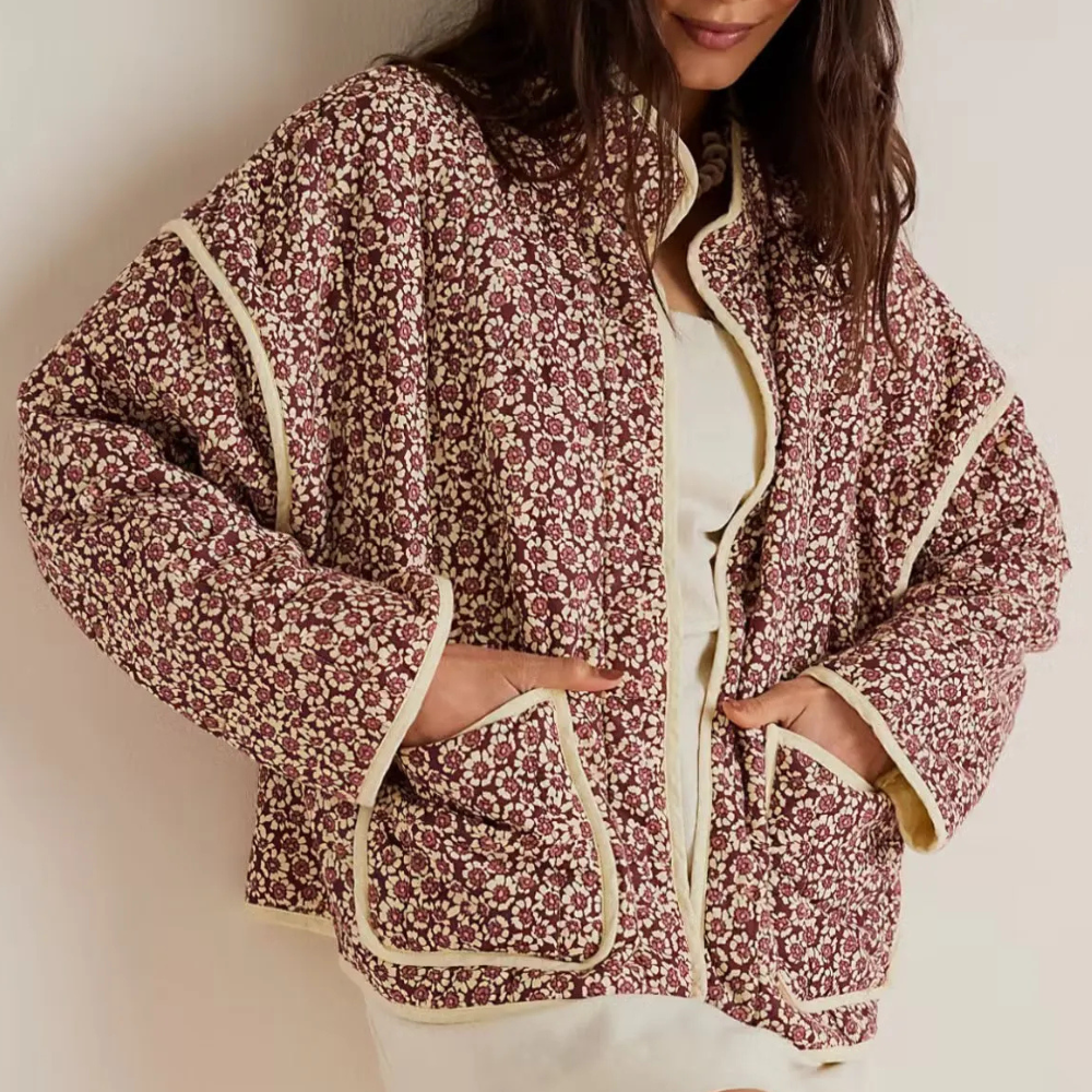 Street-wave Floral Winter Jacket For Women With Cozy Warmth And Bold Bloom Print