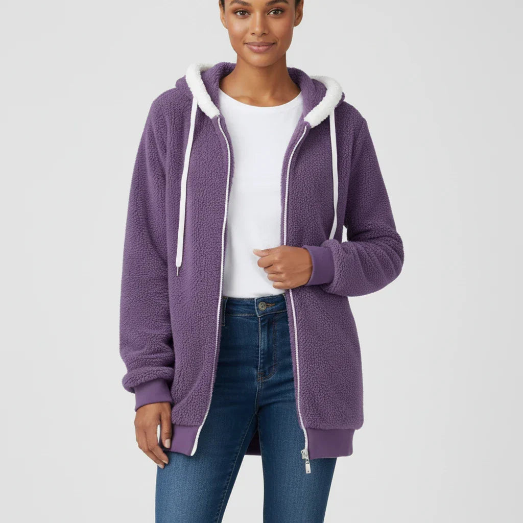 Street Wave Womens Hooded Zip Up Sweater With Sherpa Hood