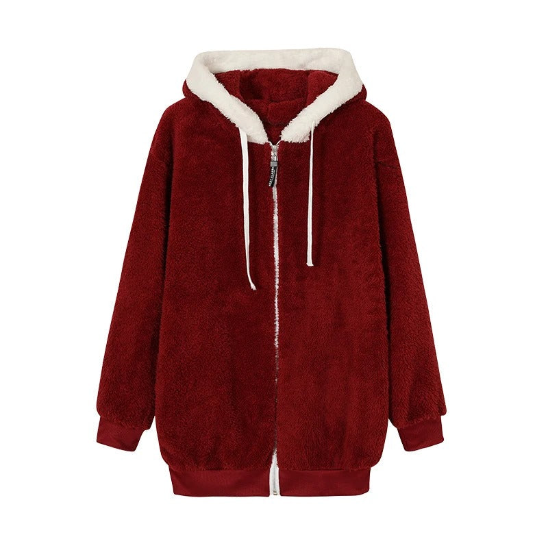 Street-Wave Anneliese Cozy Sherpa Hoodie For Women Warmth And Plush Comfort In Cold Weather