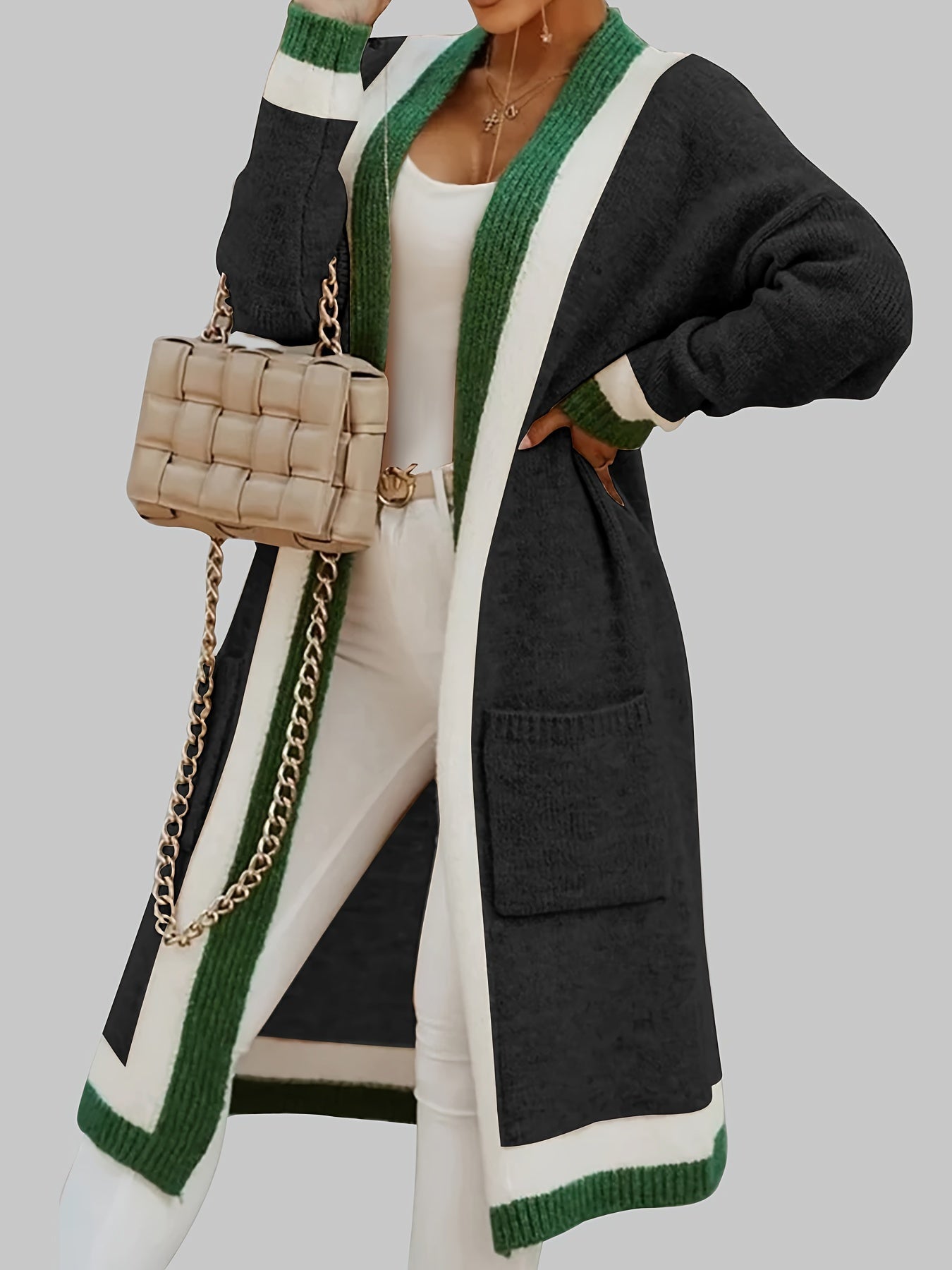 Streetwave Long Knit Cardigan Vintage Inspired With Autumn Accents For Women Cozy Open Front