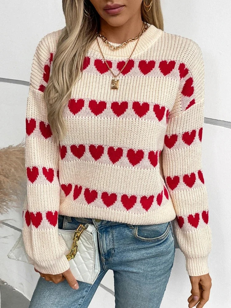 Streetwave Cozy Heart Knit Pullover For Women Warm Autumn Style Essential Comfort
