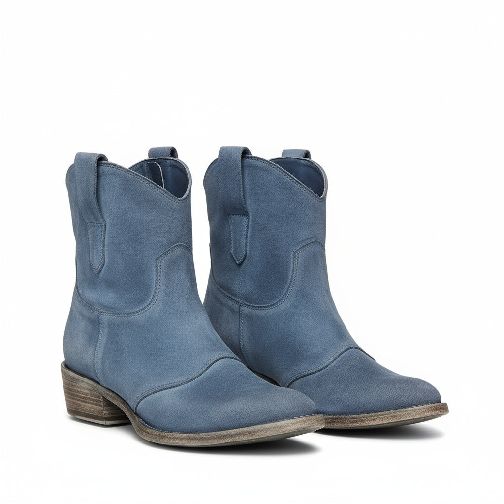 Women's Cowboy Ankle Boots with Mid-Height and Sturdy Design