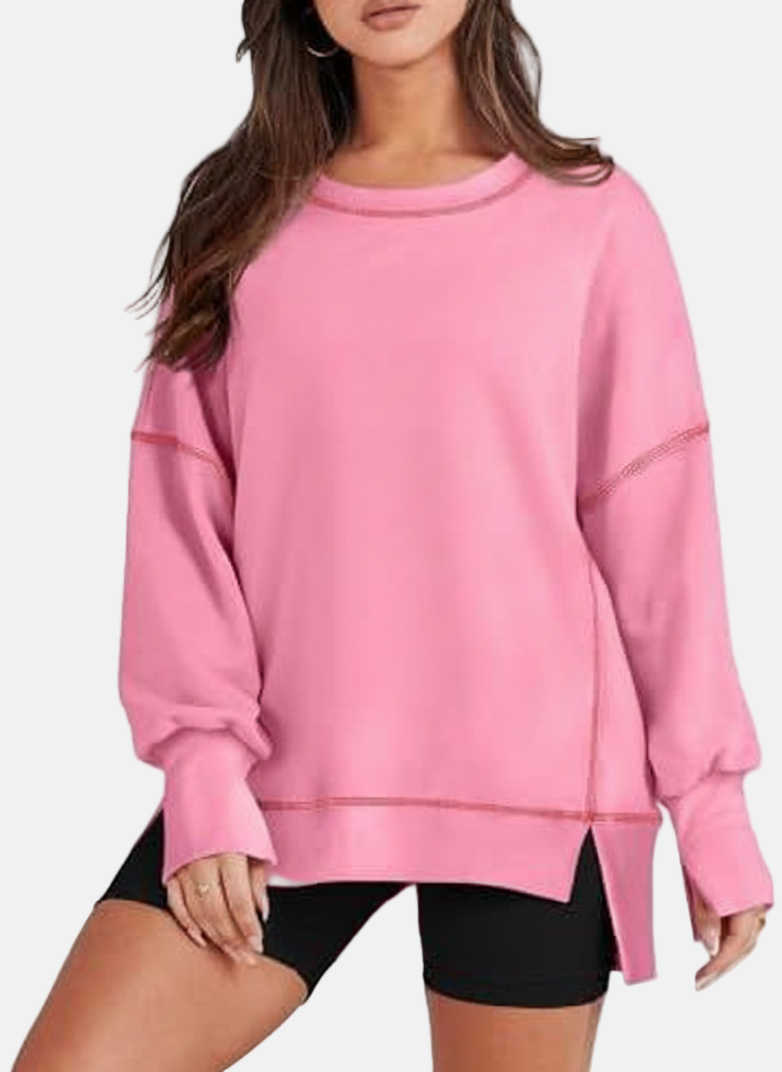 Oversized Sweatshirt Women Street Wave Relaxed Fit SideSlit