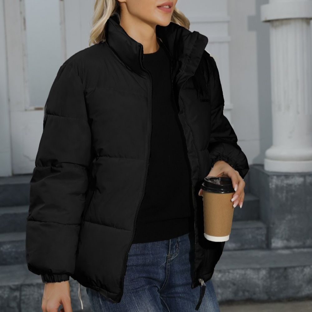 Street-Wave Windproof Cotton Puffer Jacket With Cozy Roll Neck For Cold Weather Outdoors
