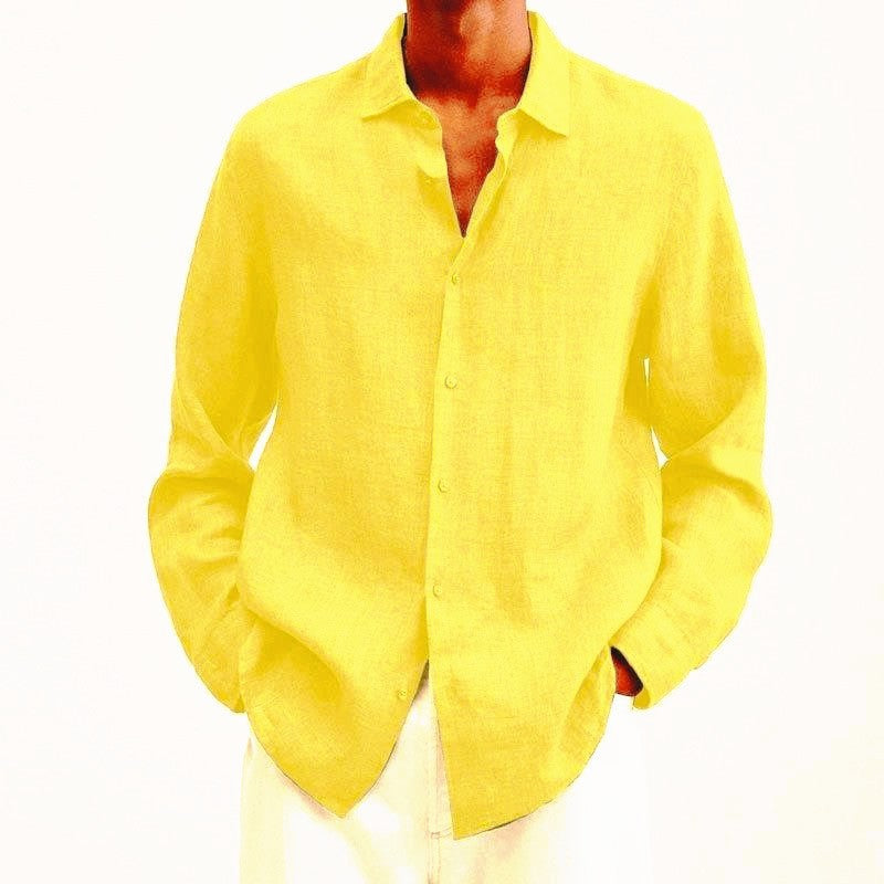 Guinevere Mens Linen Long Sleeve Shirt Breathable Lightweight Elegant Comfort For Warm Days