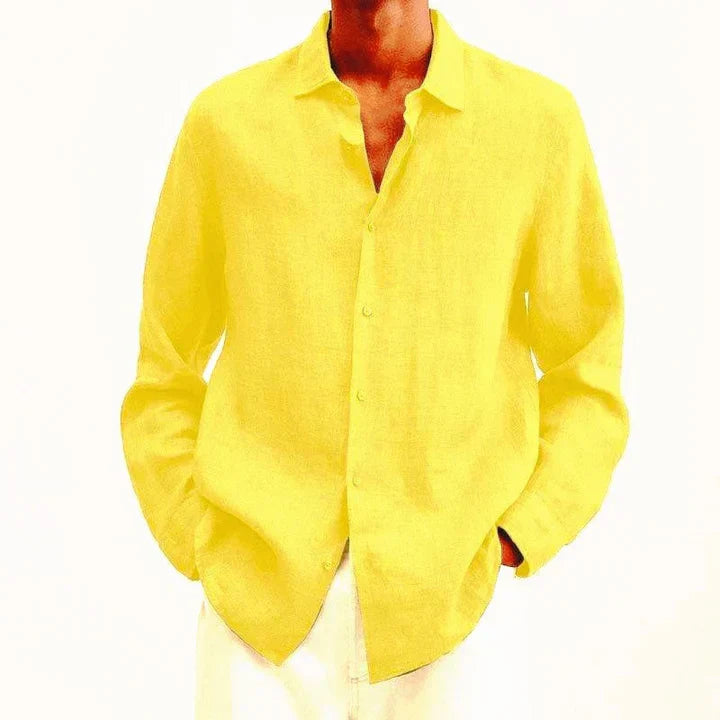 Street Wave Men's Lightweight Linen Shirt Breathable Essential Classic Fit