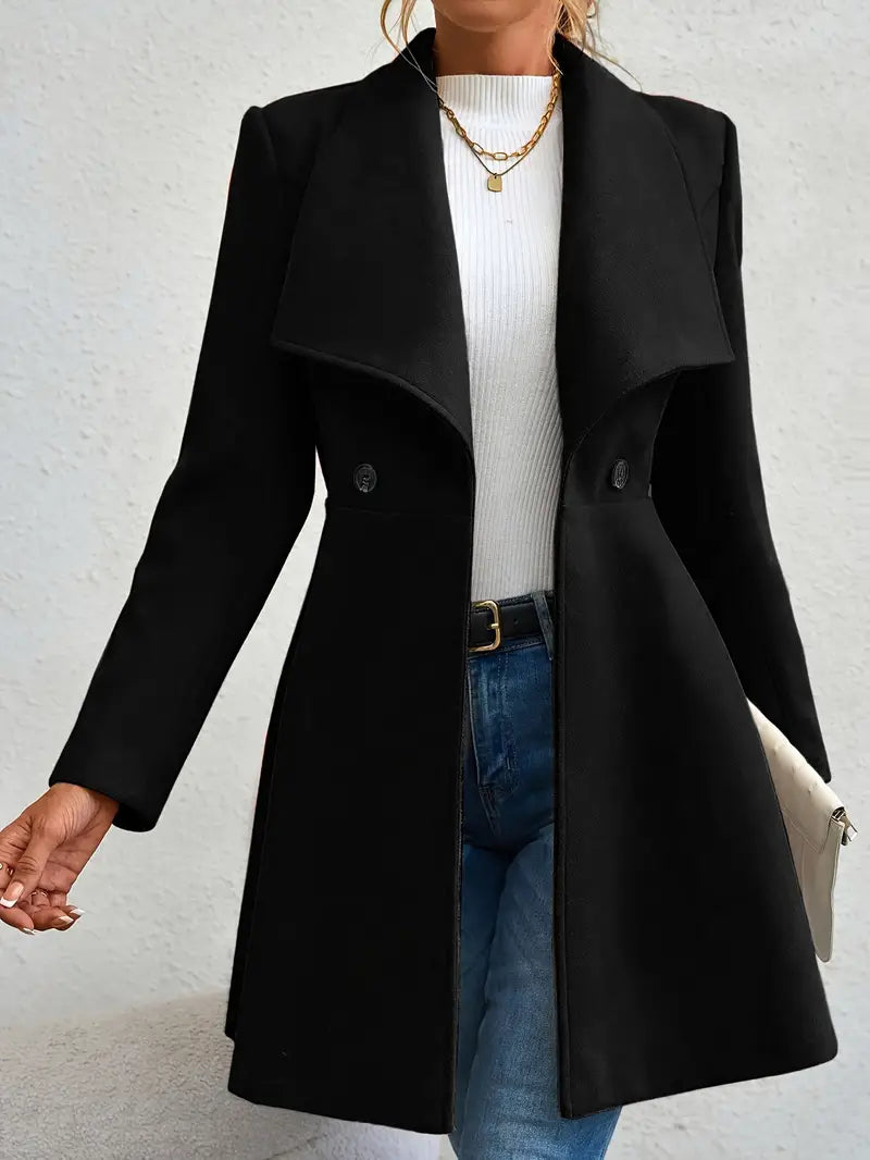 Street-Wave A-Line Double-Breasted Coat For Women Flattering Silhouette Timeless Elegance