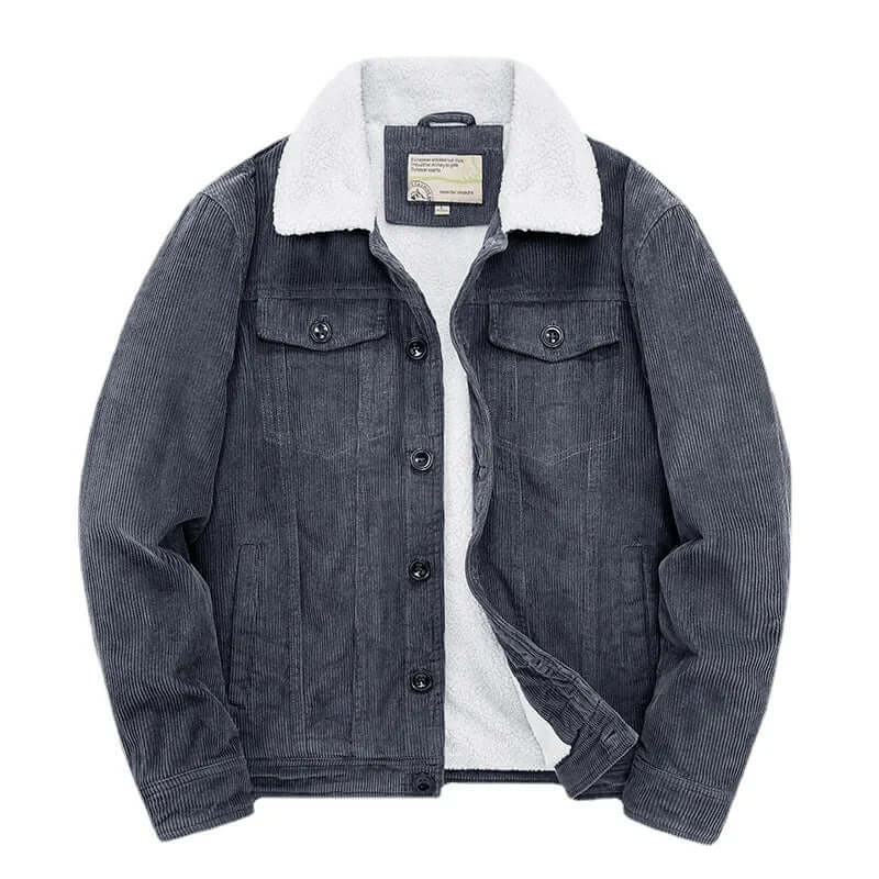 Street-wave Corduroy Windbreaker For Men Warm Casual Jacket With Shearling Collar