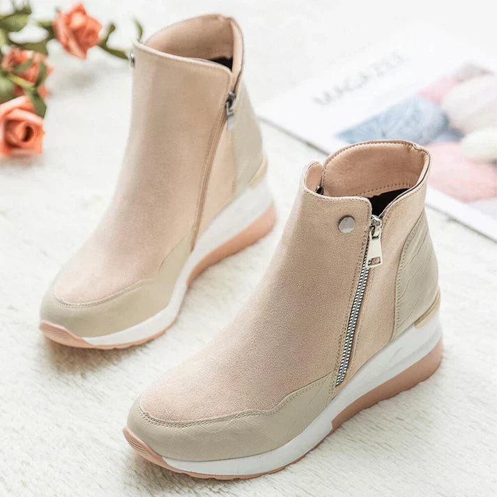 Street-wave Womens Ankle Boots Zipper Suede Leather Comfort Fit Everyday Style