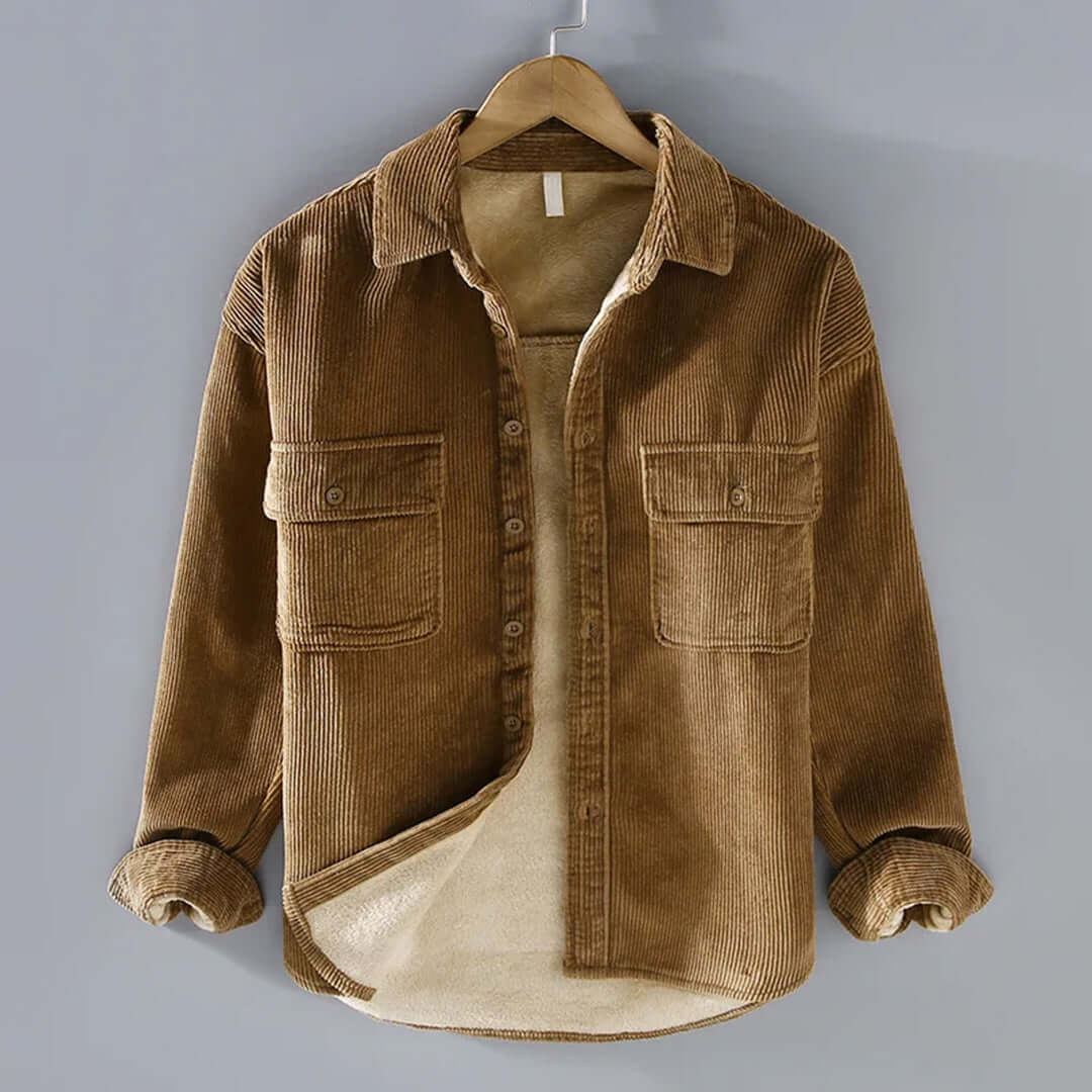 Street-Wave Cordura Shearling Jacket For Men Warm Winter Coat Durable Fabric Rugged Style