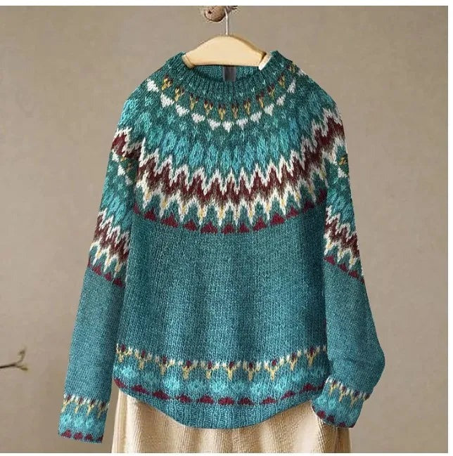 Street-Wave Nordic Wool Blend Knit Sweater For Women, Cozy Soft Comfort And Timeless Nordic Design