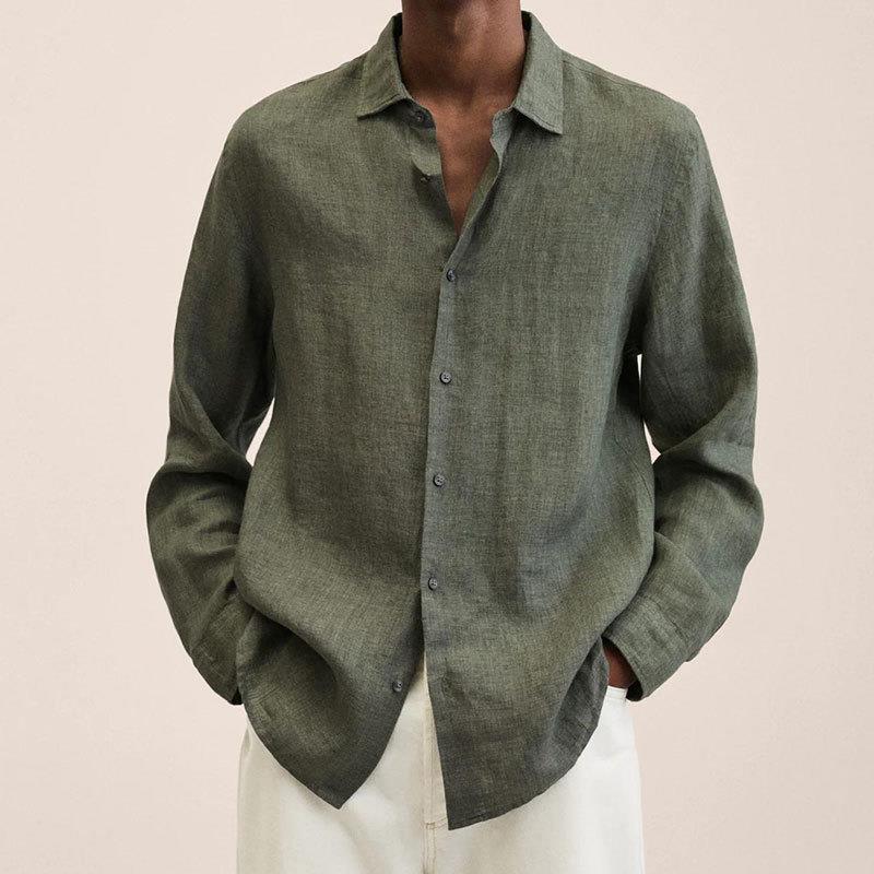 Guinevere Mens Linen Long Sleeve Shirt Breathable Lightweight Elegant Comfort For Warm Days