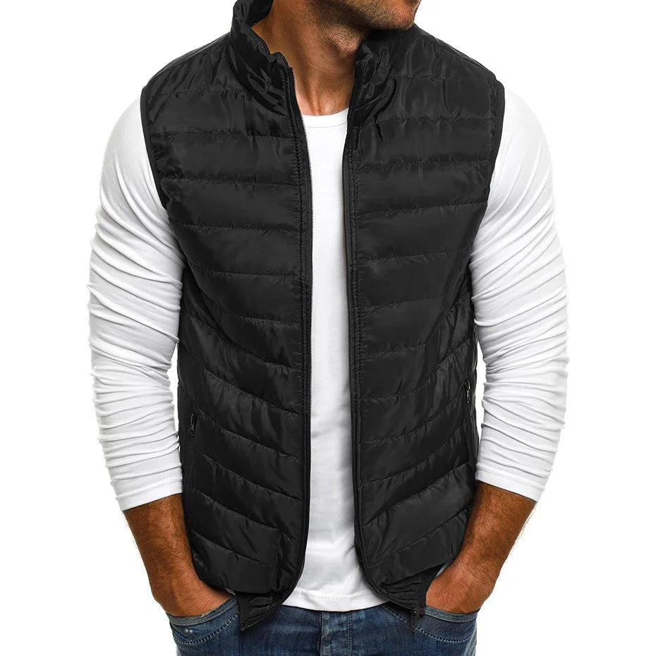 Street-wave Men's Quilted Puffer Vest For Warm Layering And Casual Style Ideal For Cooler Days