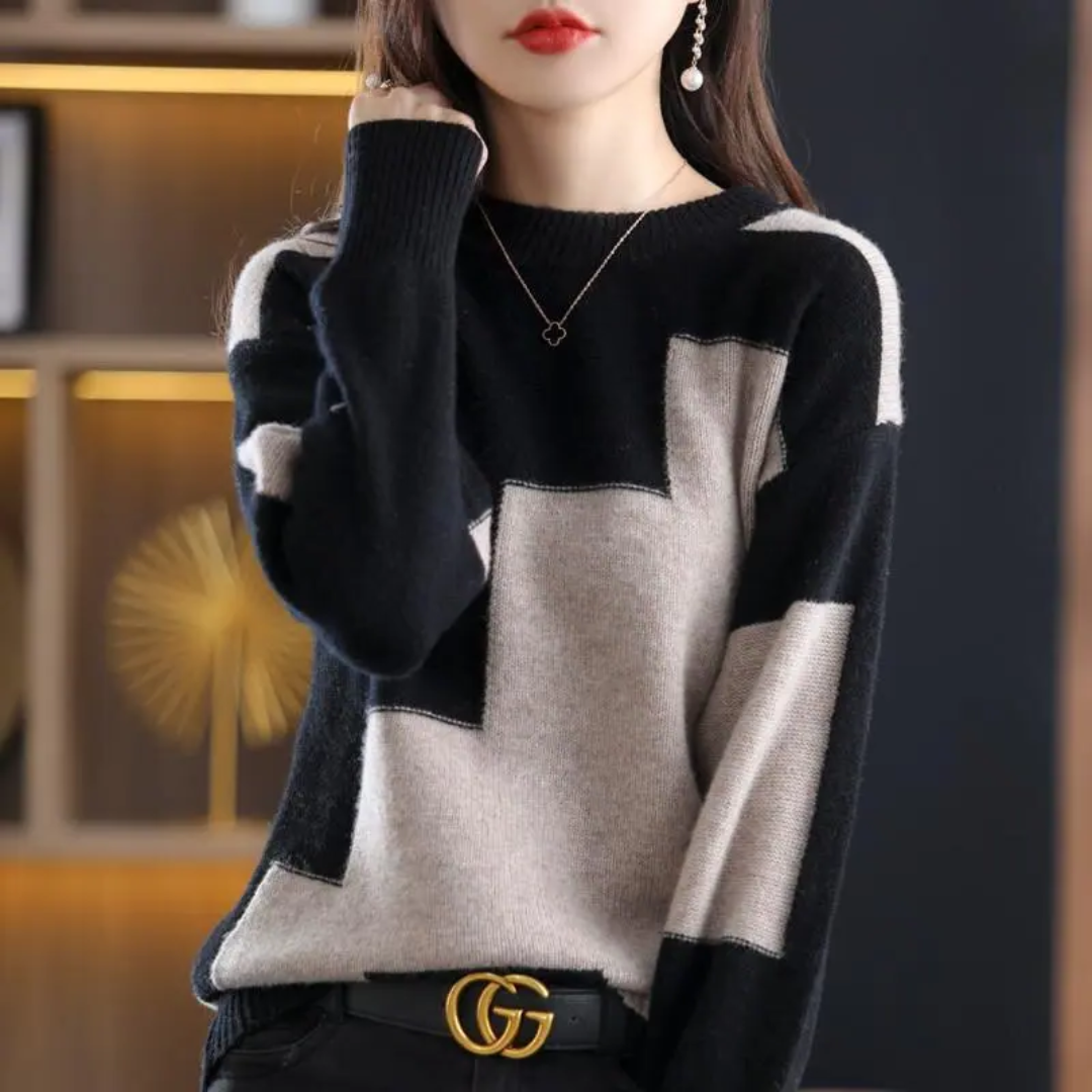 Streetwave Color Block Pullover For Women Warm Cozy Modern Loungewear Ideal Everyday Style