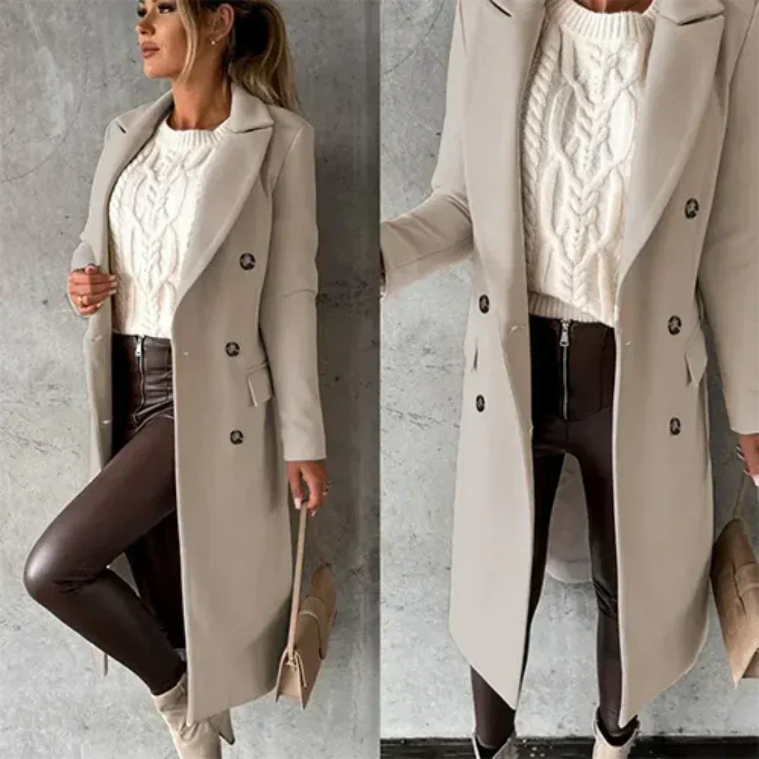 Street-Wave Women's Warm Trench Coat Cozy Insulated Winter Outerwear For Chic Everyday Style